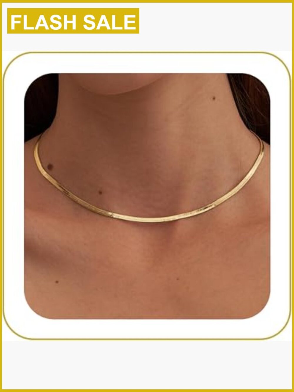 14K Gold Plated Herringbone Snake Chain Necklace Dainty Choker Gift